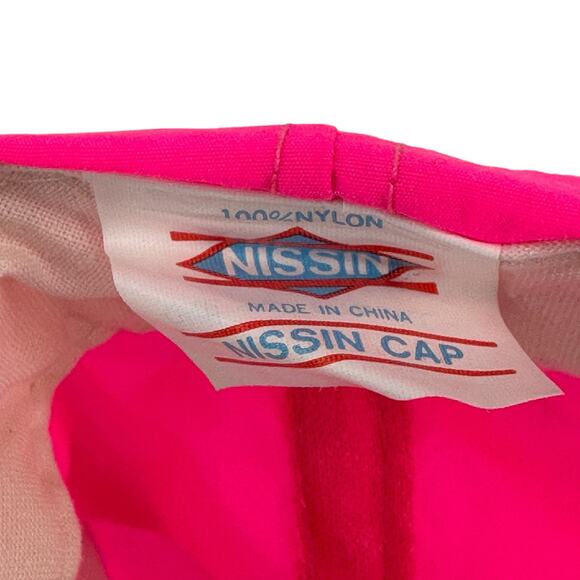 Vtg 90s Nissin Pro Jeep Eagle Bowl Hat Neon Pink Parachute Type Material - Picture 6 of 6